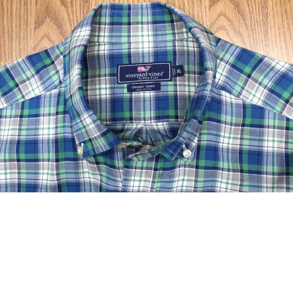 VINEYARD VINES SOFT WASH CROSBY SHIRT 100% COTTON GREEN/BLUE/GRAY Sz X-LARGE, XL - Picture 1 of 4